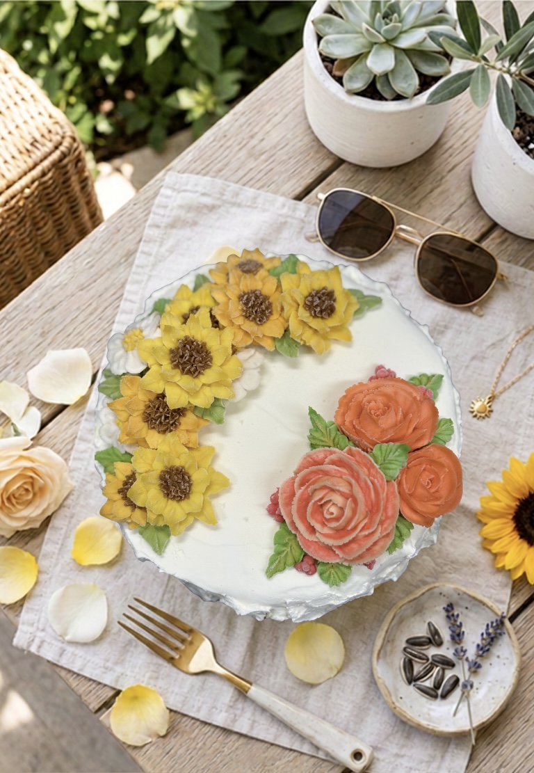 お花絞りケーキ