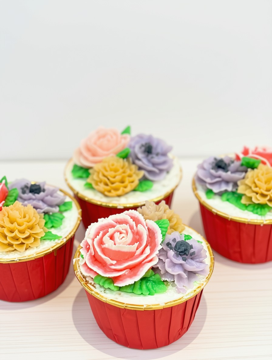 お花絞りカップケーキ